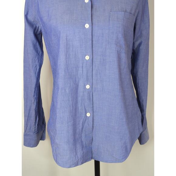 Theory Blue Chambray Cotton Long Sleeve Preppy Button-Up Shirt Women's Small - Picture 4 of 9